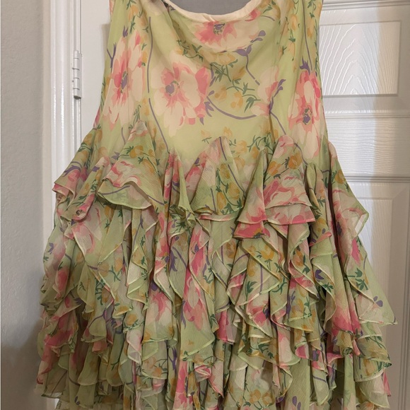 Ralph Lauren Dresses & Skirts - Ralph Lauren Floral Ruffle Midi Skirt - Green and Pink